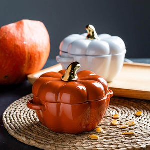 Pumpkin Shape Baking Bowl With Glazed Lid - Image 0