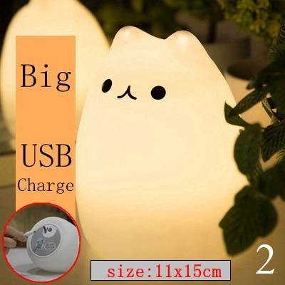 Colorful LED Silicone Touch Sensor Cat Night Lamp