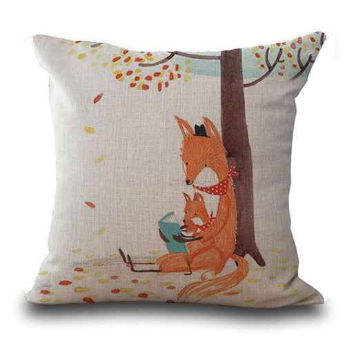 Fox Pattern Cushion Pillow Cases - Image 1