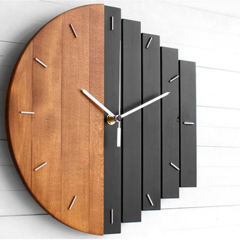 Retro Divided Wooden Wall Clock - Image 7