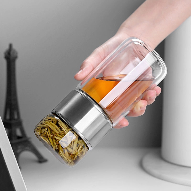 2in1 Large Double Glass Tea Infuser Bottle