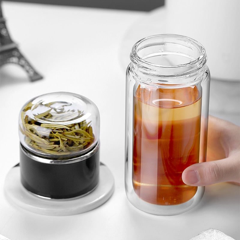 2in1 Large Double Glass Tea Infuser Bottle - Image 4