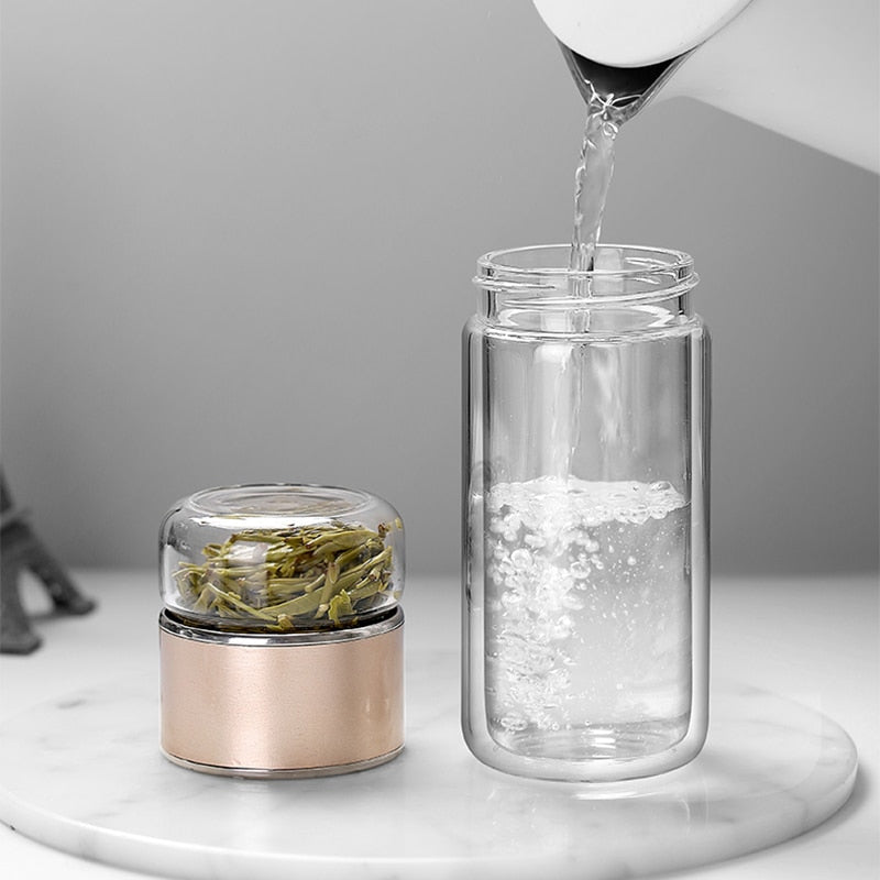 2in1 Large Double Glass Tea Infuser Bottle - Image 3