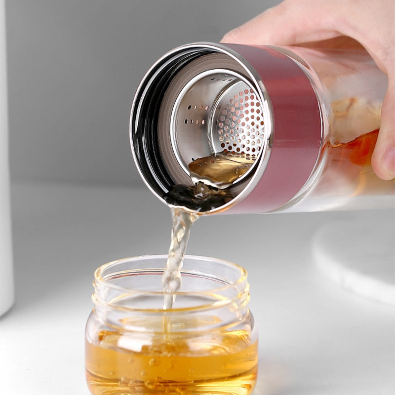 2in1 Large Double Glass Tea Infuser Bottle - Image 2