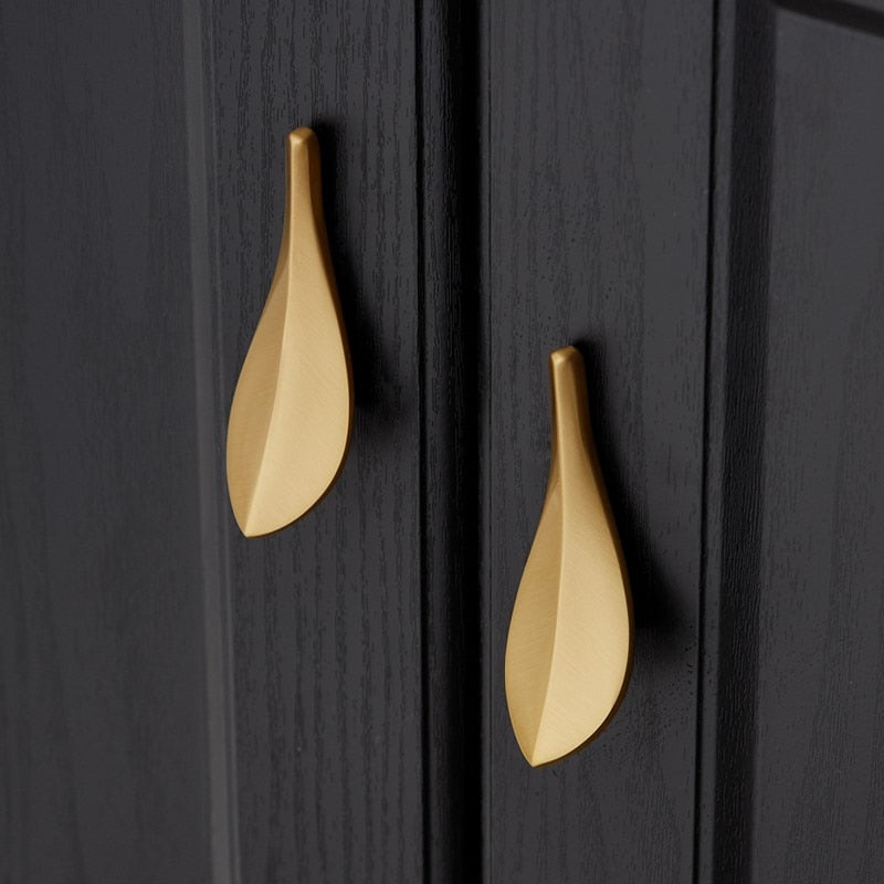 Nordic Golden Leaf Shaped Cabinet Door Knob - Image 0