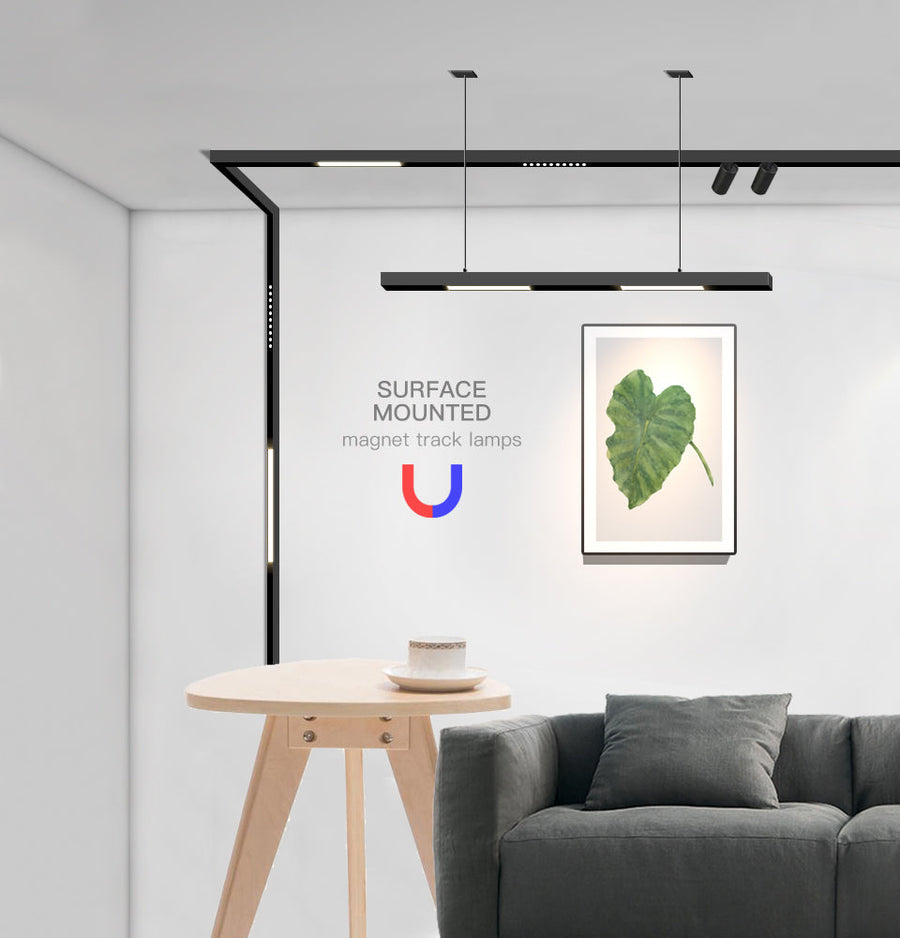 Wall-Mounted Black Continuous Magnetic Track System Light - Image 0