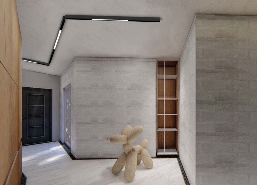 Wall-Mounted Black Continuous Magnetic Track System Light - Image 2