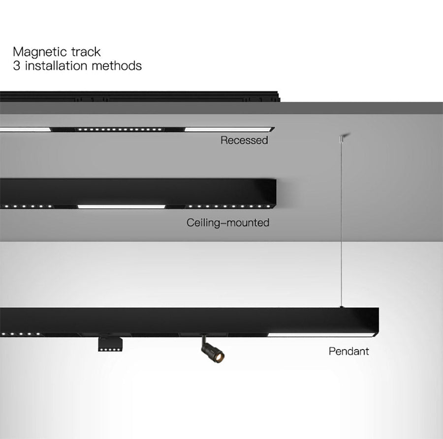 Wall-Mounted Black Continuous Magnetic Track System Light - Image 12
