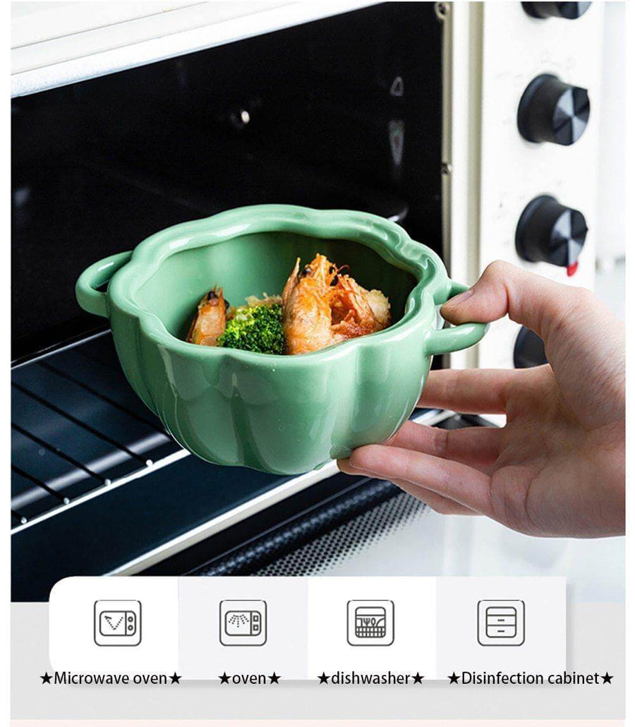 Pumpkin Shape Baking Bowl With Glazed Lid - Image 7