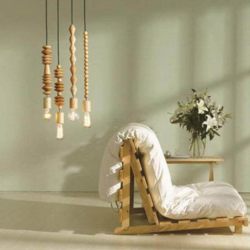 Retro Style Nature Oak Wooden Pendant Lamp - Image 0