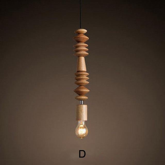 Retro Style Nature Oak Wooden Pendant Lamp - Image 2