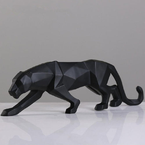 Modern Resin Geometric Black Panther Sculpture - Image 0