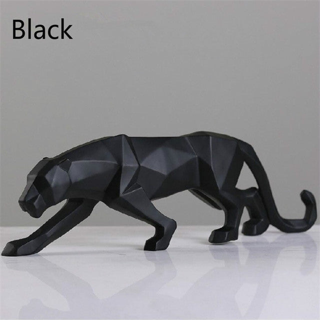 Modern Resin Geometric Black Panther Sculpture - Image 7
