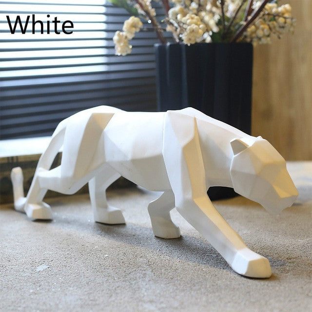 Modern Resin Geometric Black Panther Sculpture