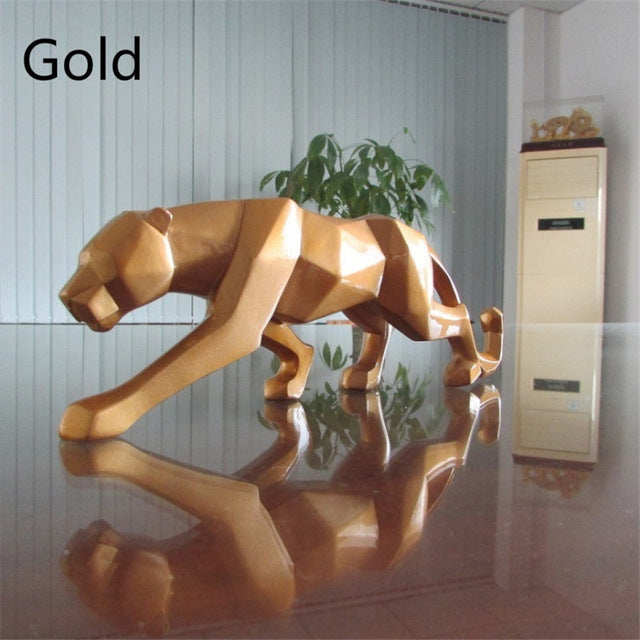 Modern Resin Geometric Black Panther Sculpture - Image 5