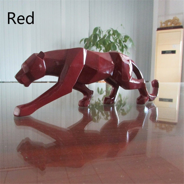 Modern Resin Geometric Black Panther Sculpture