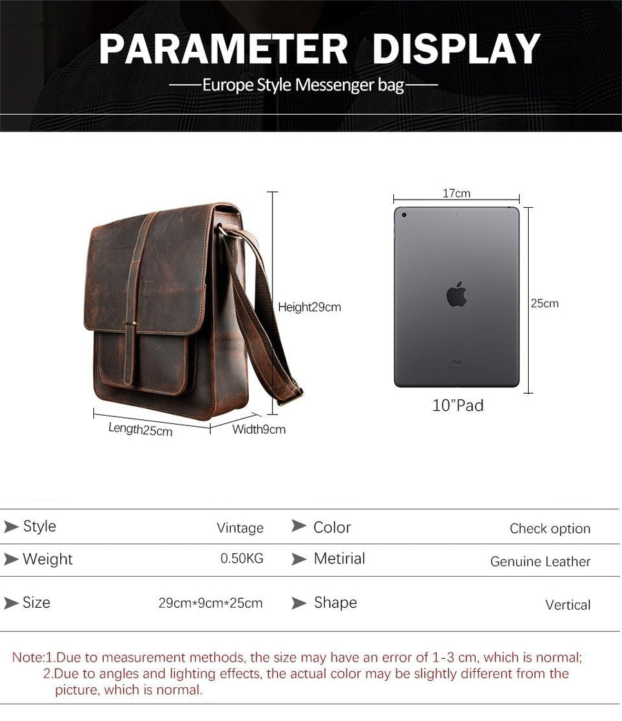 Vintage Stylish Leather Casual Messenger Bag - Image 6