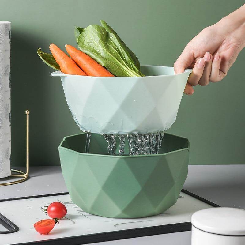 Elegant Double Layer Drain Basket With Strainer Bowl