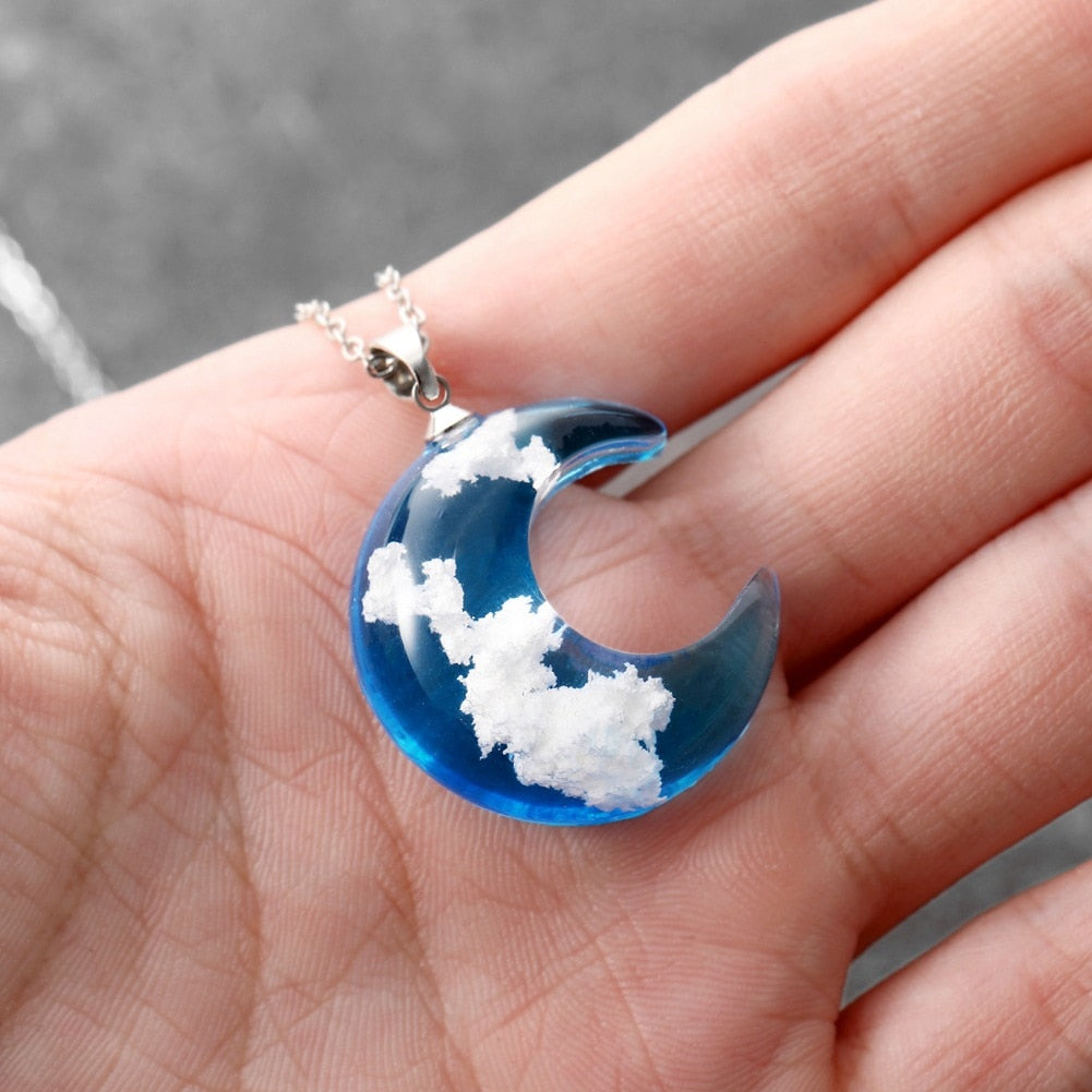 Blue Sky Love Moon Necklace