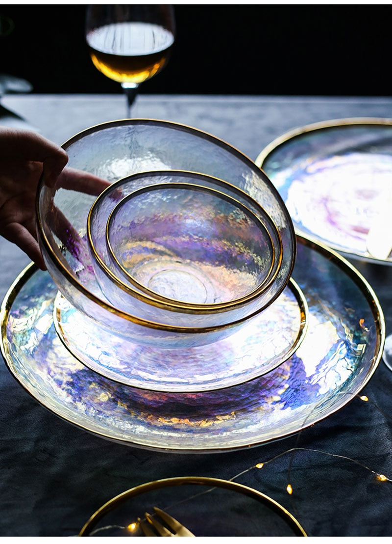 Creative Rainbow Glass Dinnerware Plate