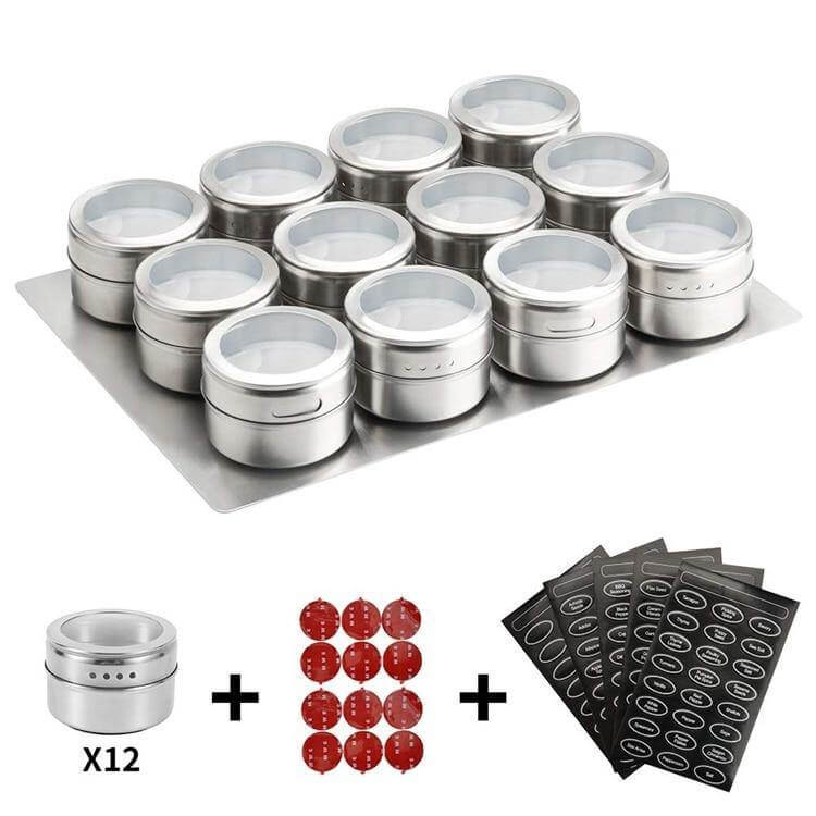 Magnetic Stainless Steel Seasoning Spice Jar Set - Image 6