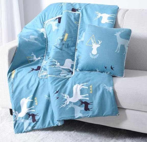 2In1 Colorful Cartoon Pillow Blanket