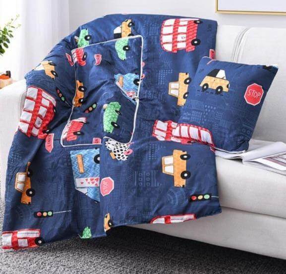 2In1 Colorful Cartoon Pillow Blanket