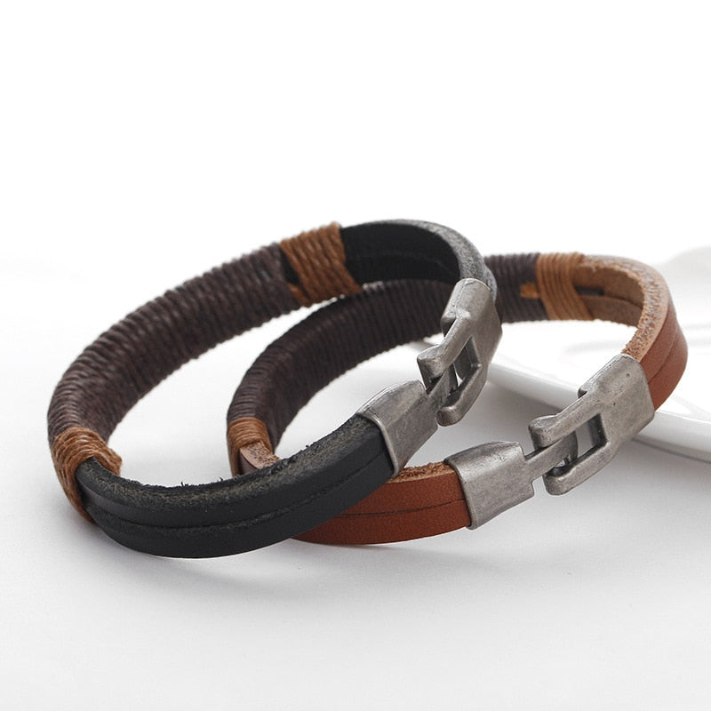 Surfer Leather Men Wristband - Image 4