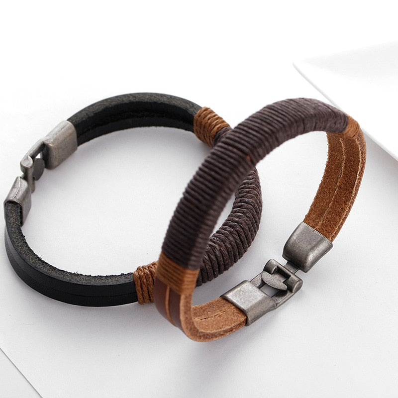 Surfer Leather Men Wristband