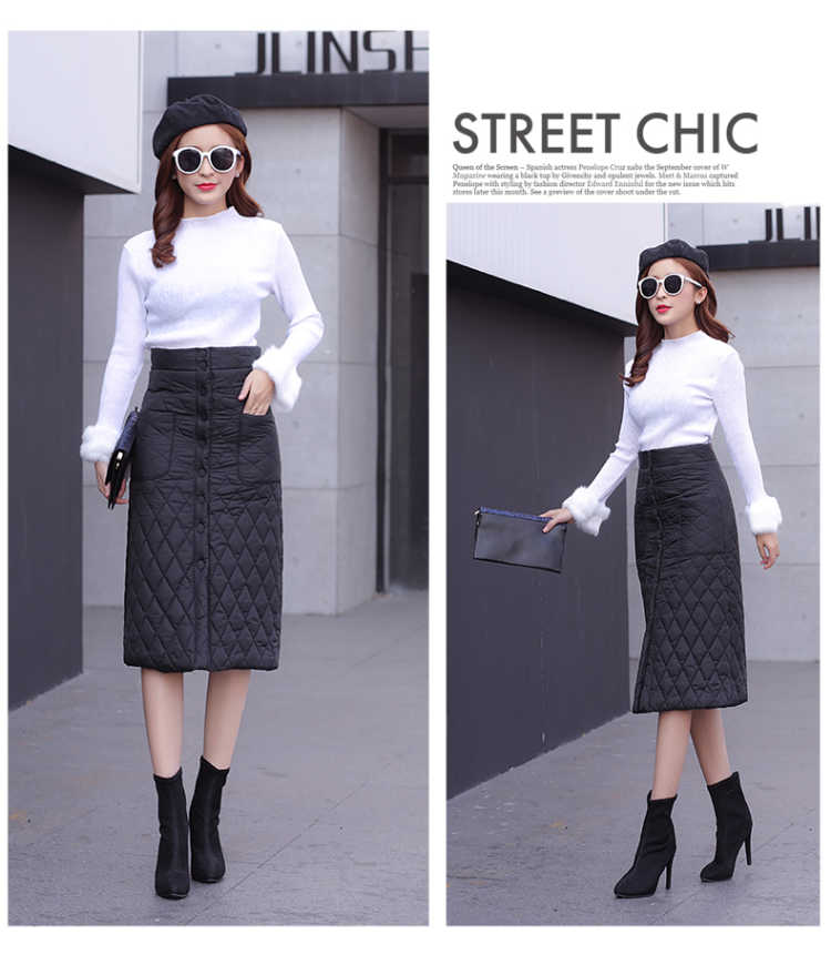 Padded Cotton Long Warm Skirt - Image 2