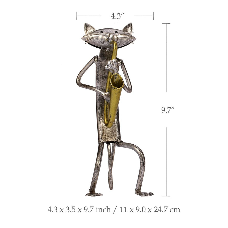 3 Mini Musician Cats Modern Sculpture - Image 11