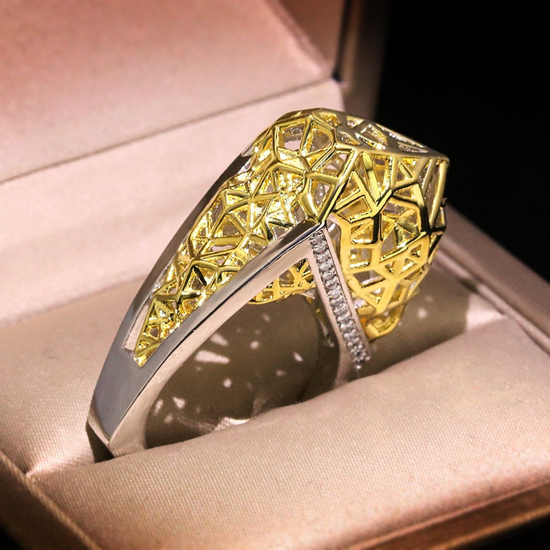 Modern Unique Bird Nest Hollow Network Ring - Image 4