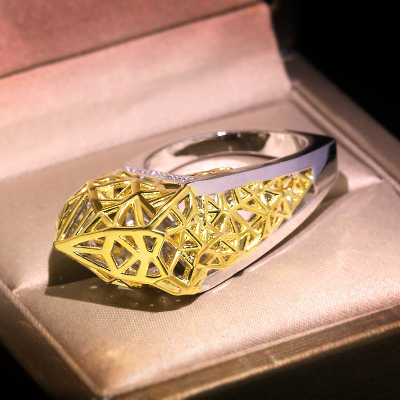 Modern Unique Bird Nest Hollow Network Ring - Image 3