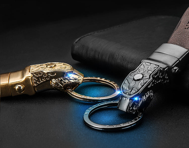 Elegant Leather Leopard Keychain Light - Image 8