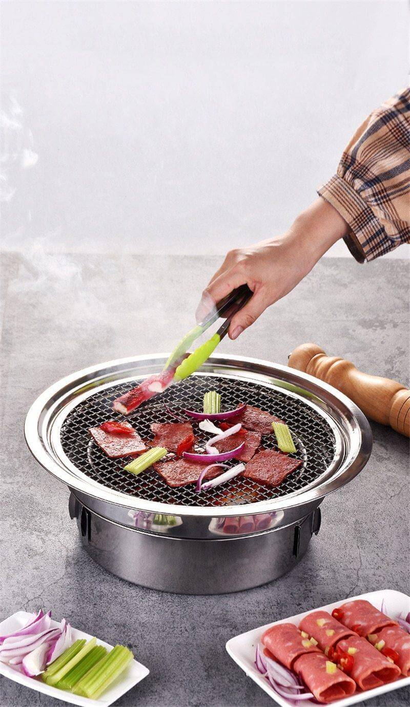 Portable Korean Style Stainless Steel Charcoal Camping Grill - Image 2