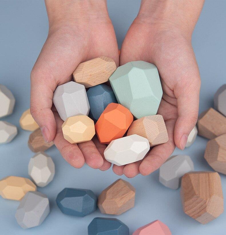 Colorful Wooden Stone Kids Intelligent Stacking Game - Image 2