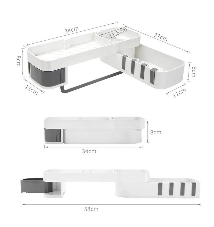 Bathroom Rotating Adjustable Shampoo Wall Shelf Organizer - Image 9