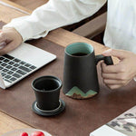 Mountain Art Ceramic Tea Mugs With Filter