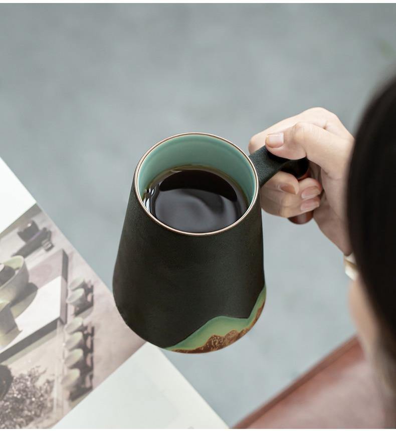 Mountain Art Ceramic Tea Mugs With Filter