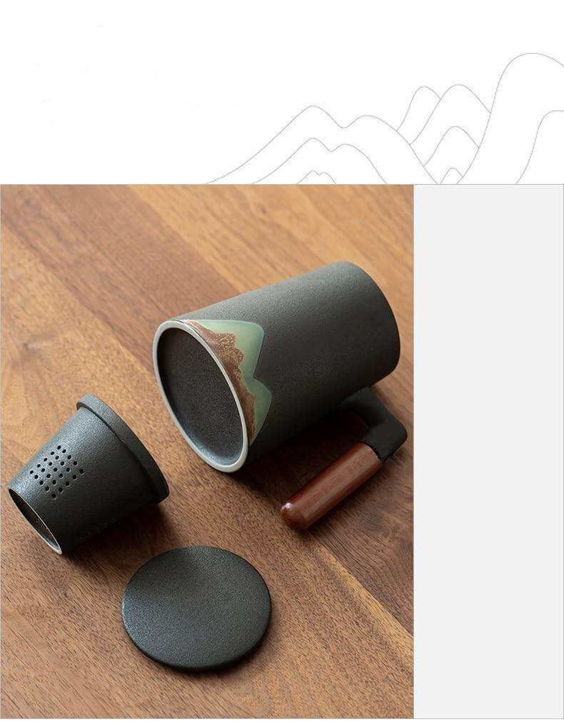 Mountain Art Ceramic Tea Mugs With Filter - Image 11