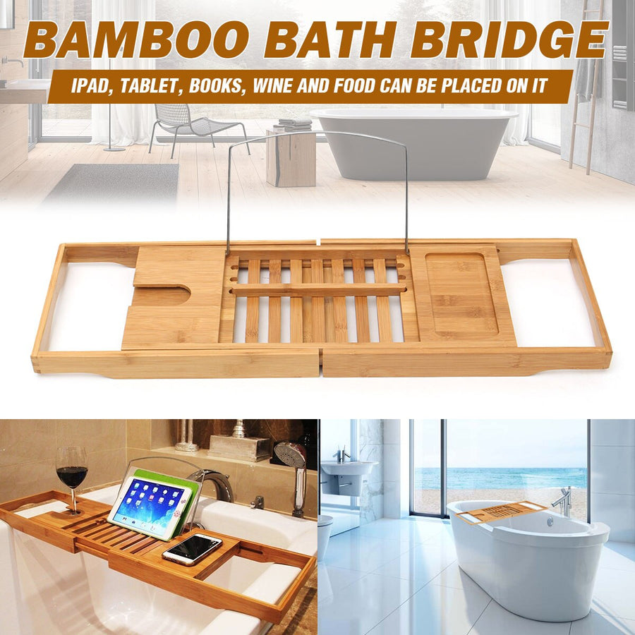 Retractable Bamboo Bathtub Shelf Bridge - Image 4