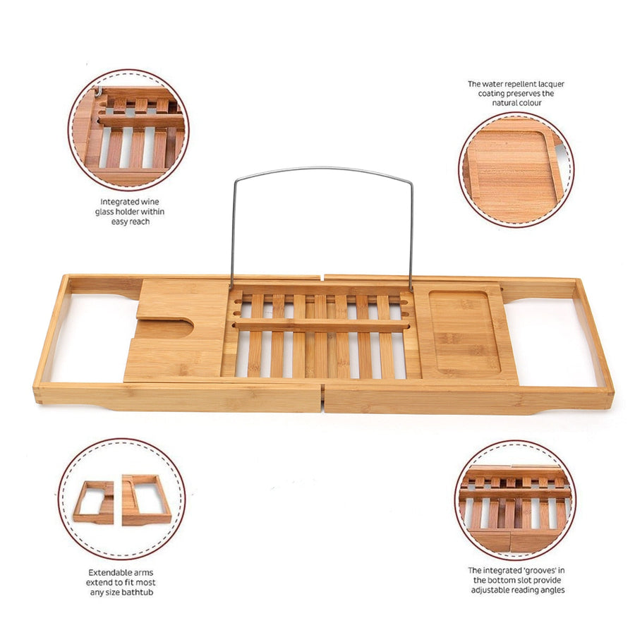 Retractable Bamboo Bathtub Shelf Bridge - Image 2