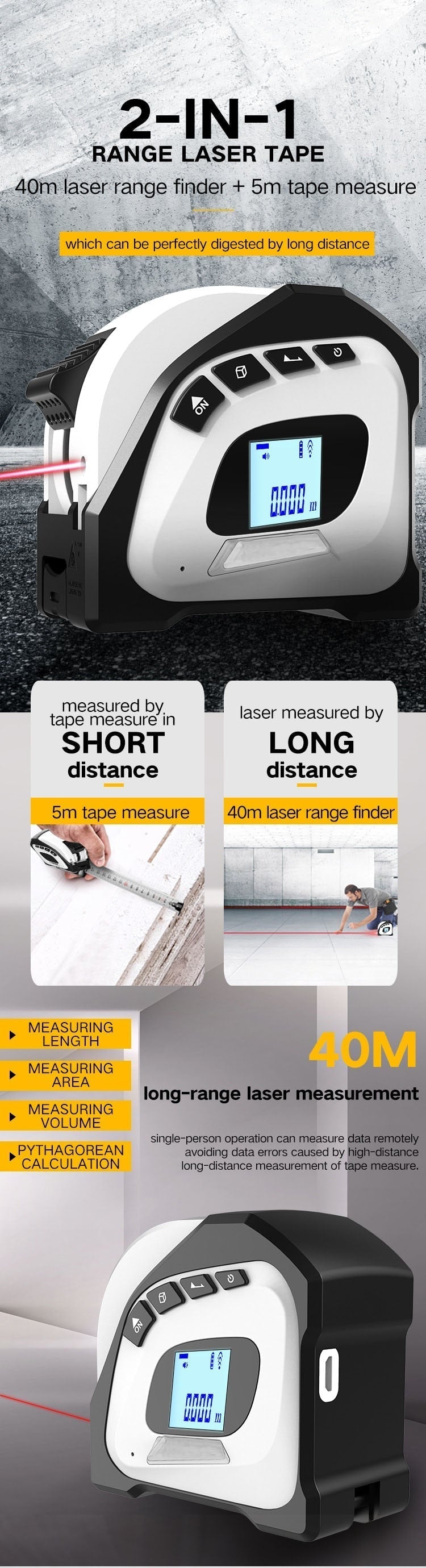 Digital Laser Rangefinder Measure Tape - Image 5