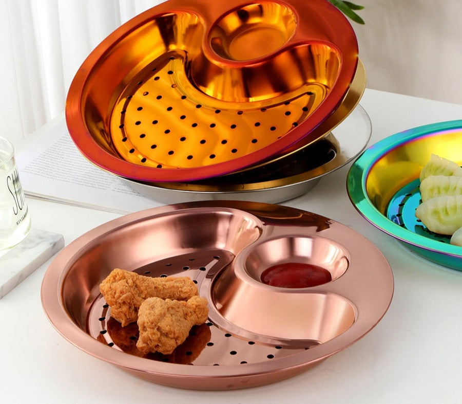 Creative Stainless Steel Double Breakfast Tray - Image 4