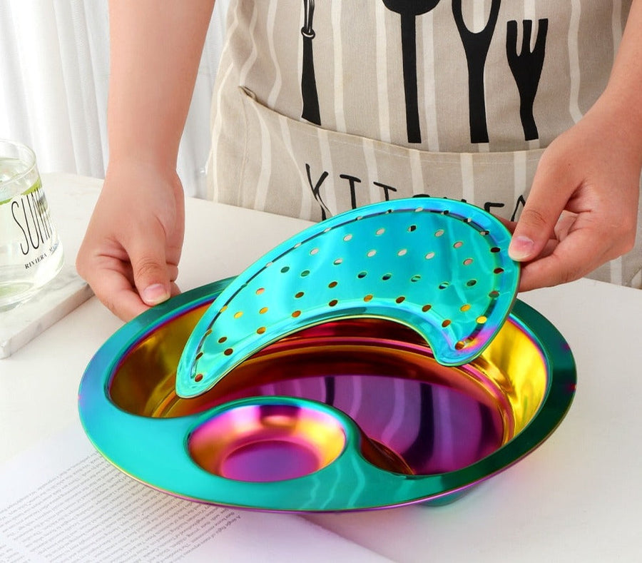 Creative Stainless Steel Double Breakfast Tray - Image 2