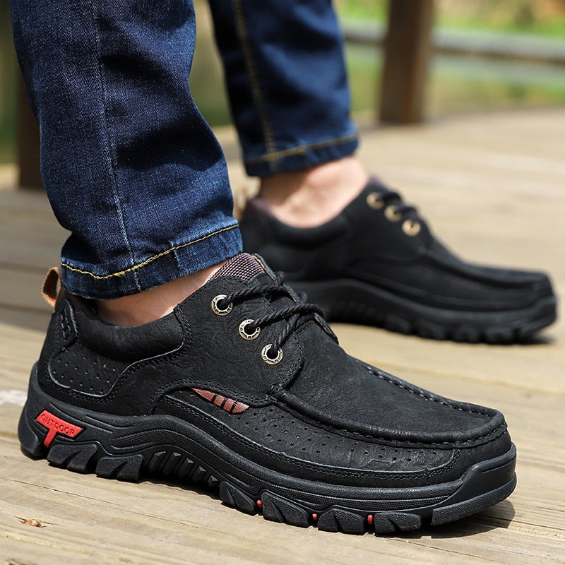 Comfortable Cowhide Leather Breathable Outdoor Hiking Shoes - Image 11