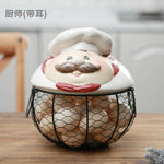 Ceramic Egg Holder Chicken with Wire Basket