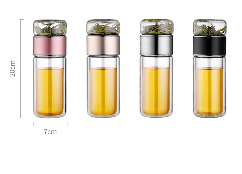 2in1 Large Double Glass Tea Infuser Bottle - Image 6