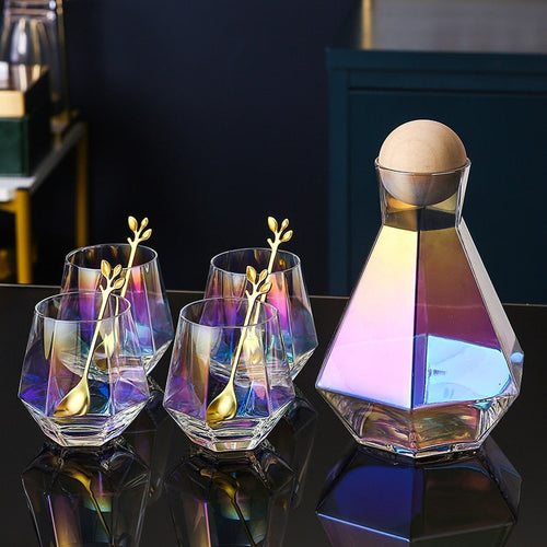 Diamond Shaped Clear Glass Pitcher Set - Image 0