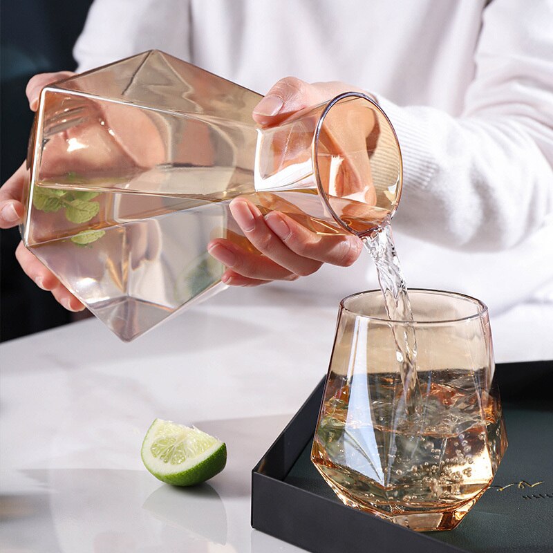 Diamond Shaped Clear Glass Pitcher Set - Image 14
